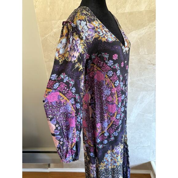 Free People Marais Duster Maxi Dress, Small Purple Patchwork Festival Resortwear - Picture 7 of 9
